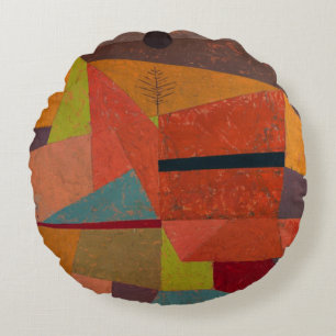 Klee - Joyful Mountain Landscape Round Cushion