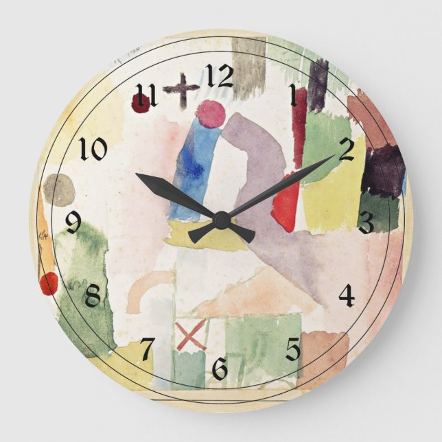 Klee - Pathetic Watercolor, Red Large Clock (Front)