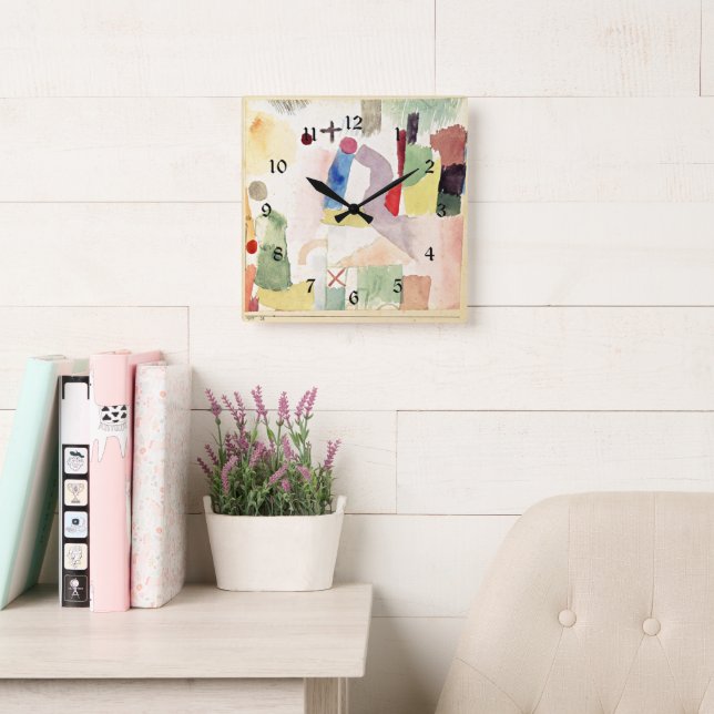 Klee - Pathetic Watercolor,  Square Wall Clock (Reading Room)