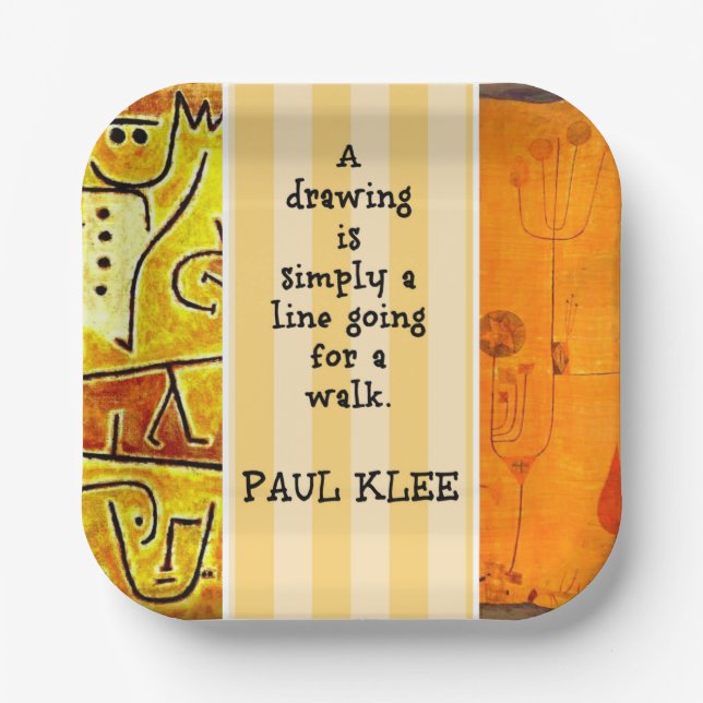 Klee - Quotation and Paintings Paper Plate (Front)