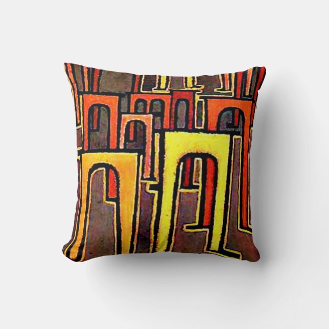 Klee - Revolution of the Viaduct-1937 Cushion (Front)