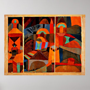 Klee - Temple Gardens, colourful abstract artwork Poster