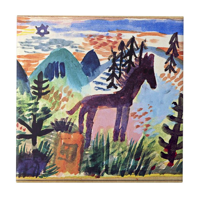 Klee - The Horse, famous painting Tile (Front)