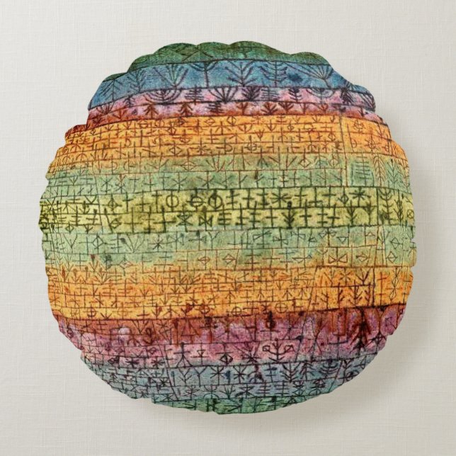 Klee - Tree Nursery, famous painting, Round Cushion (Front)