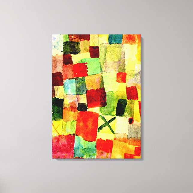 Klee - Watercolor with Dark Green Cross Canvas Print (Front)