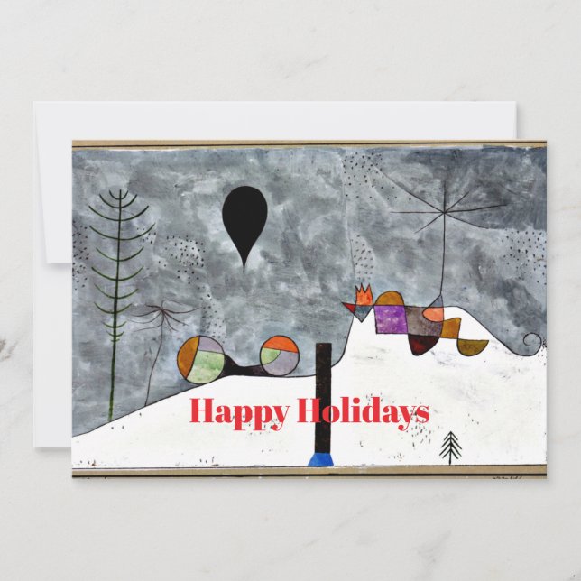 Klee - Winter, abstract art Christmas Holiday Card (Front)
