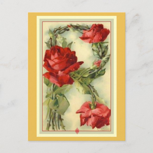 Klein Red Roses Alphabet Vintage Postcard (Front)