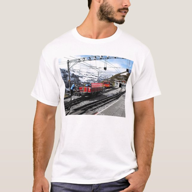 Kleine Scheidegg railway station in Switzerland T-Shirt (Front)