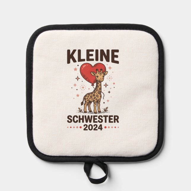 Kleine Schwester 2024 Cute Giraffe Sister Design_1 Pot Holder (Front)