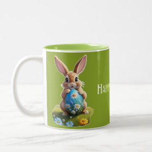 Kleiner Osterhase mit einem Osterei -  Two-Tone Coffee Mug