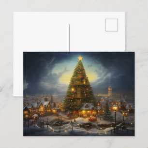 Kleinstadt-Weihnachtswunder mit Großem Baum Postcard