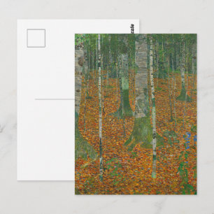 Klimt Birch Forest Autumn Landscape Art Postcard