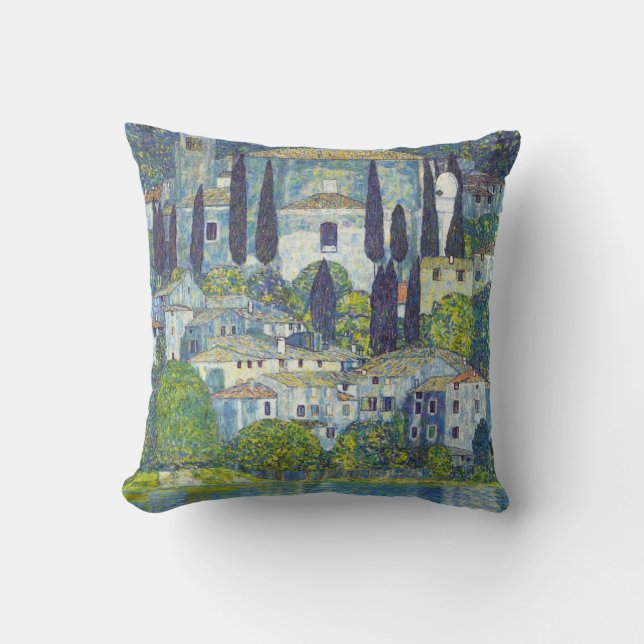 Klimt cityscape painting cushion (Front)