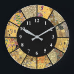 Klimt Clock Famous Artist Patterns Gold Art Clock<br><div class="desc">"Gustav Klimt famous artist",  "classic fine art masterpiece" "famous painting masterpieces gallery",  "well known paintings museum",  "abstract deco decorative patterns",  "gold and black",  "stylish sophisticated elegant classy",  "beautiful wellknown vintage artwork"</div>