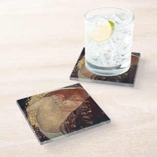 Klimt Danae Gold Art Glass Coaster
