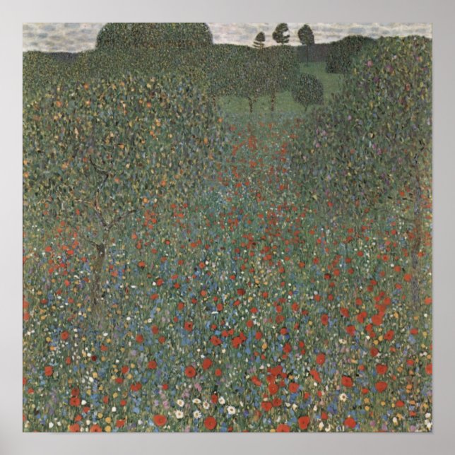 Klimt Flowering Meadow Floral Landscape Print (Front)