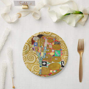 Klimt Fulfilment Mosaic: Vintage Stoclet Frieze Paper Plate