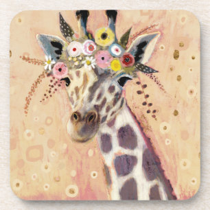 Klimt Giraffe Adorned In Flowers Coaster