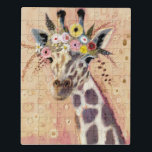 Klimt Giraffe | Adorned In Flowers Jigsaw Puzzle<br><div class="desc">This print features a sweet giraffe adorned in a crown of flowers | By Victoria Borges</div>