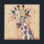 Klimt Giraffe | Adorned In Flowers Magnet<br><div class="desc">This print features a sweet giraffe adorned in a crown of flowers | By Victoria Borges</div>