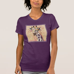 Klimt Giraffe   Adorned In Flowers T-Shirt