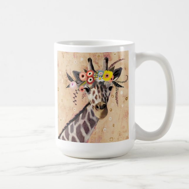 Klimt Giraffe | Crown Of Flowers Coffee Mug (Right)