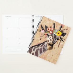 Klimt Giraffe   Crown Of Flowers Planner
