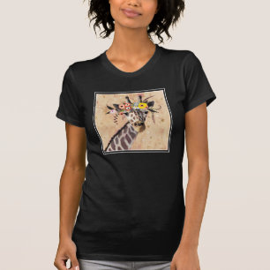 Klimt Giraffe   Crown Of Flowers T-Shirt