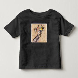 Klimt Giraffe   Crown Of Flowers Toddler T-Shirt