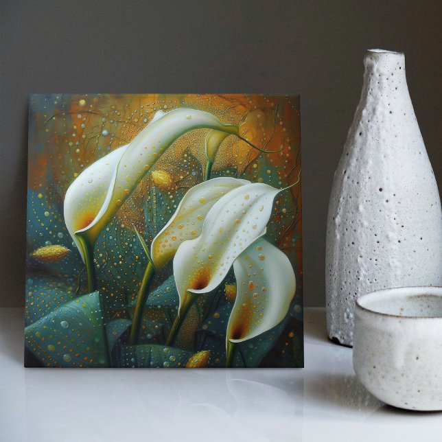 Klimt Golden Calla Lilies Symbolism Art Nouveau Ce Tile (Creator Uploaded)
