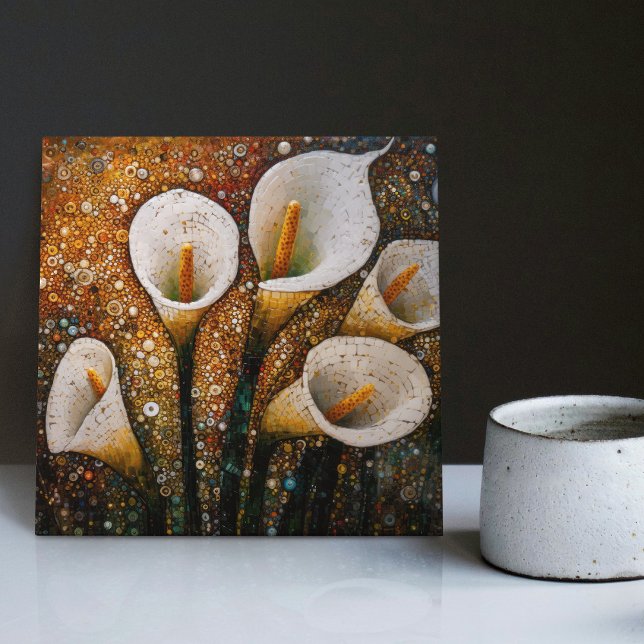 Klimt Golden Calla Lilies Symbolism Art Nouveau Tile (Creator Uploaded)