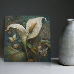 Klimt Golden Calla Lily Butterfly Art Nouveau Tile<br><div class="desc">This ceramic tile showcases a stunning depiction of a Calla Lily and Butterflies inspired by Gustav Klimt's "golden phase". Klimt's use of gold leaf and vibrant colours create an opulent, mosaic-like effect, adding depth and texture to the artwork. Calla Lilies symbolise rebirth and purity, making this tile a meaningful addition...</div>