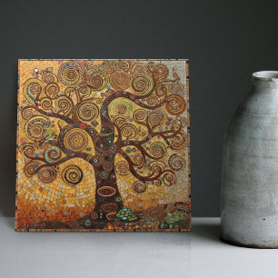 Klimt Golden Tree of Life Abstract Art Nouveau Cer Tile