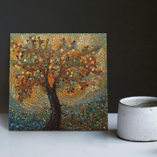Klimt Golden Tree of Life Abstract Art Nouveau Tile