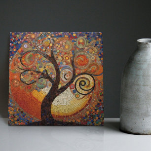 Klimt Golden Tree of Life Abstract Art Nouveau Tile