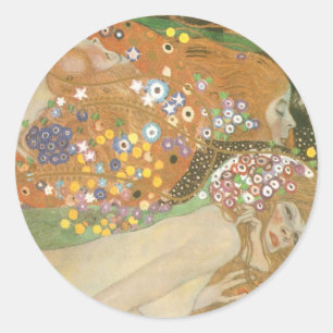 Klimt, Gustav: Wasserschlangen (Freundinnen) II Classic Round Sticker