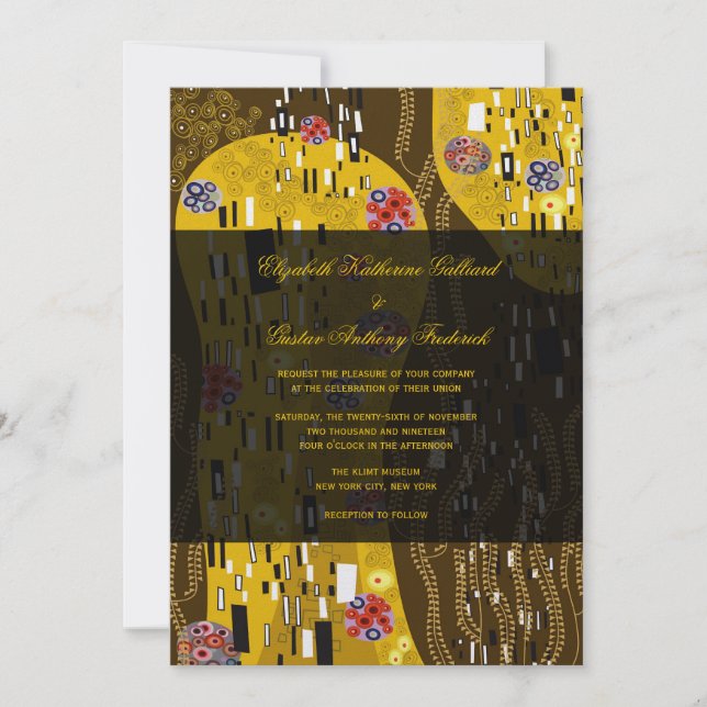Klimt Inspired Art Nouveau Chic The Kiss Wedding Invitation (Front)