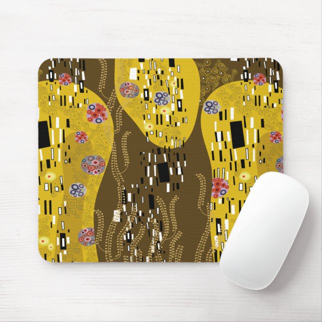 Klimt Inspired Gold Pattern Art Nouveau The Kiss Mouse Mat (With Mouse)