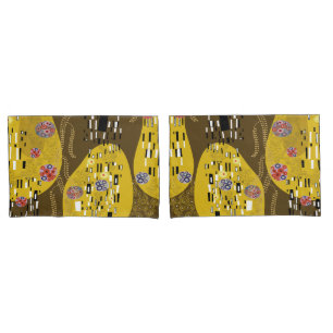 Klimt Inspired Gold Pattern Art Nouveau The Kiss Pillowcase