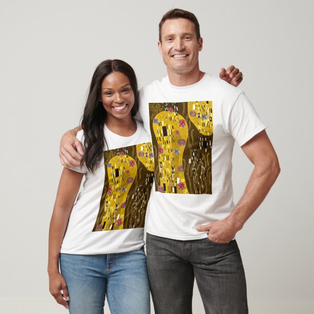 Klimt Inspired Gold Pattern Art Nouveau The Kiss T-Shirt (Unisex)