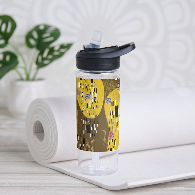 Klimt Inspired Gold Pattern Art Nouveau The Kiss Water Bottle (Yoga)