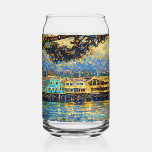 Klimt-inspired Golden Monterey Harbor Dreams Can Glass