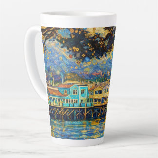 Klimt-inspired Golden Monterey Harbor Dreams Latte Mug