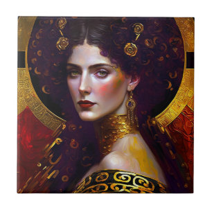 Klimt Inspired Queen Goddess Ceramic Tile