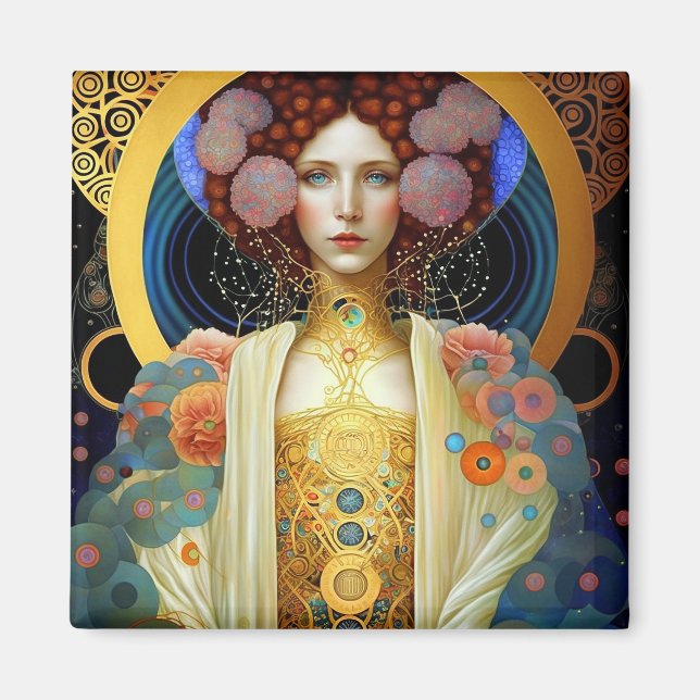 Klimt Inspired Queen Goddess Fantasy Art Magnet (Front)