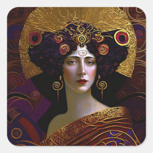 Klimt Inspired Queen Goddess Square Sticker