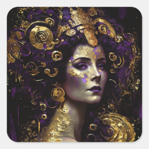 Klimt Inspired Queen Goddess Square Sticker