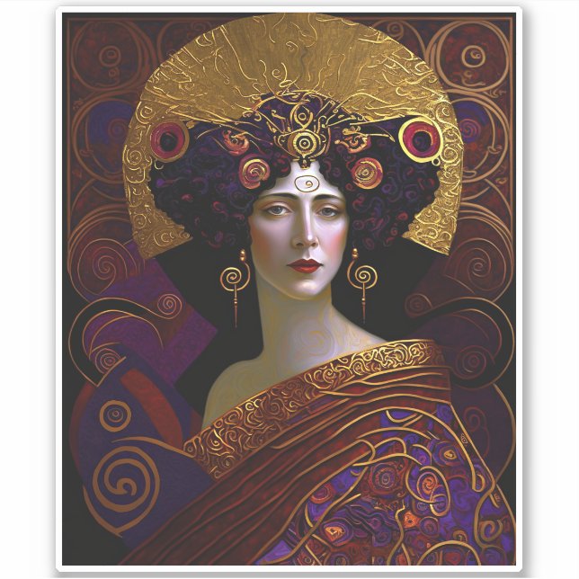 Klimt Inspired Queen Goddess Sticker (Front)