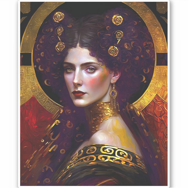 Klimt Inspired Queen Goddess Sticker (Front)