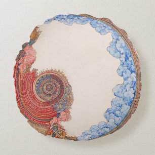 Klimt-Inspired Surreal Round Cushion